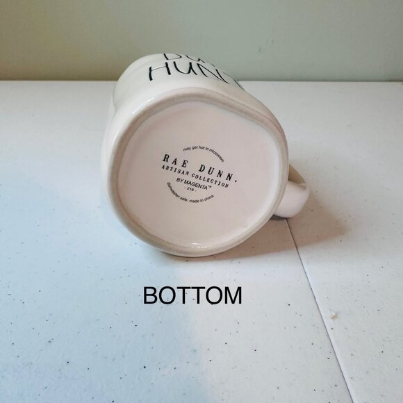 Rae Dunn "Dunn Hunter" Ceramic Coffee Mug White Black Text - Picture 5 of 7